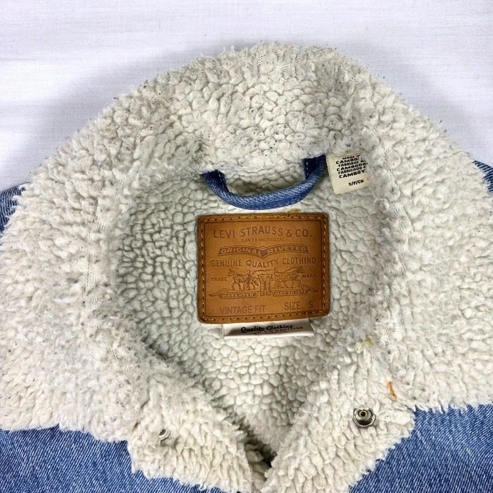 Levi's Vintage Sherpa Lined Denim Trucker Jacket Mens‎ Small Blue Jean Outerwear